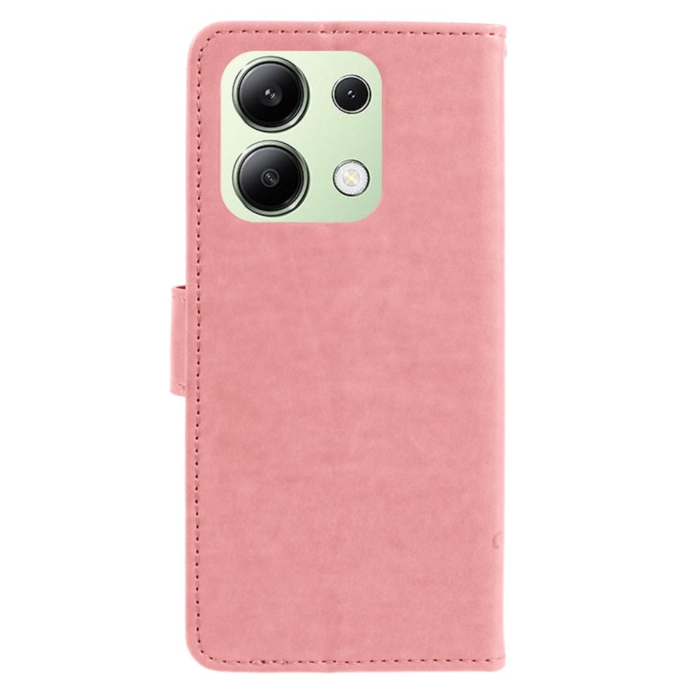 Läderfodral Fjärilar Xiaomi Redmi Note 13 4G rosa