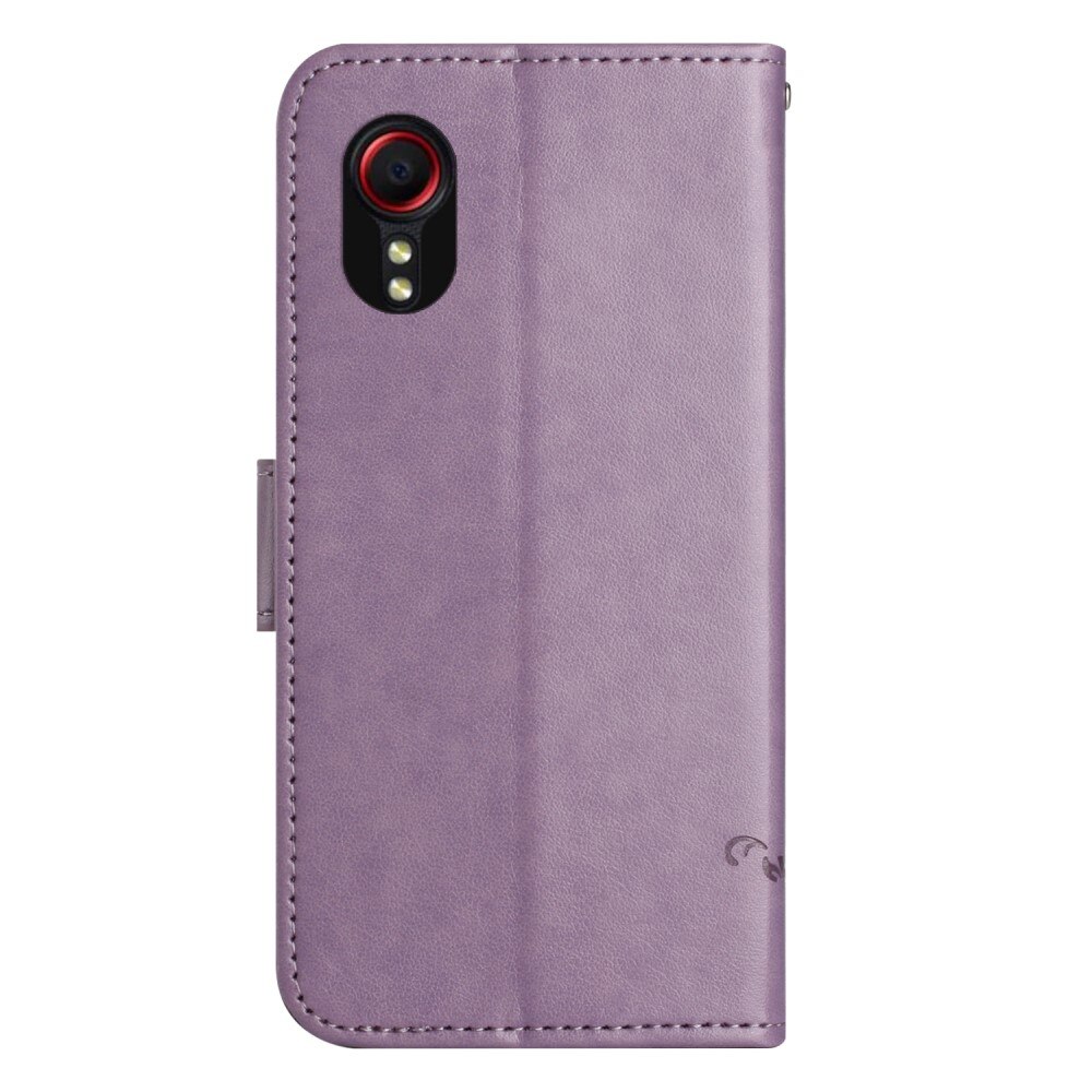 Läderfodral Fjärilar Samsung Galaxy Xcover 7 lila