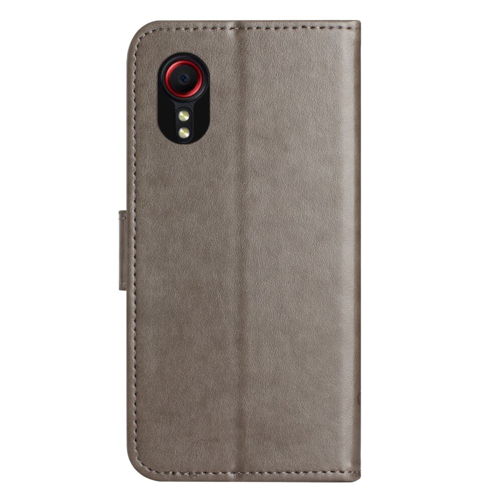 Läderfodral Fjärilar Samsung Galaxy Xcover 7 grå