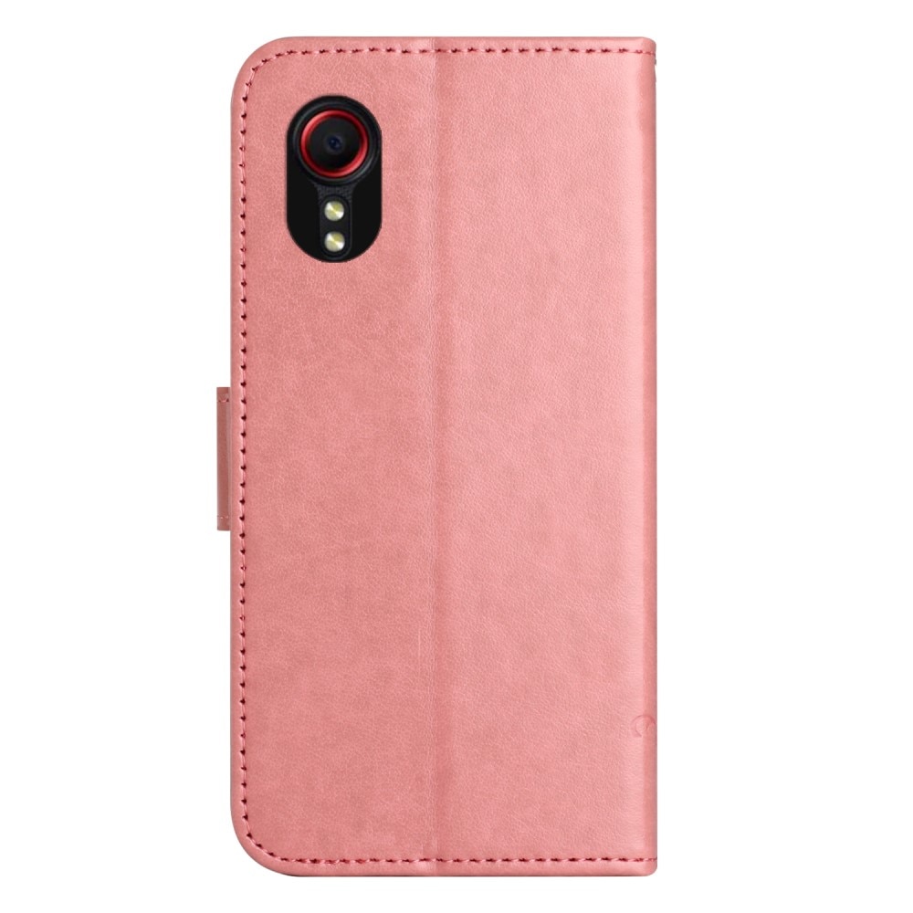 Läderfodral Fjärilar Samsung Galaxy Xcover 7 rosa