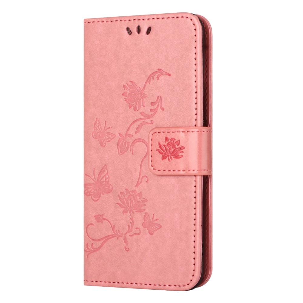Läderfodral Fjärilar Samsung Galaxy Xcover 7 rosa