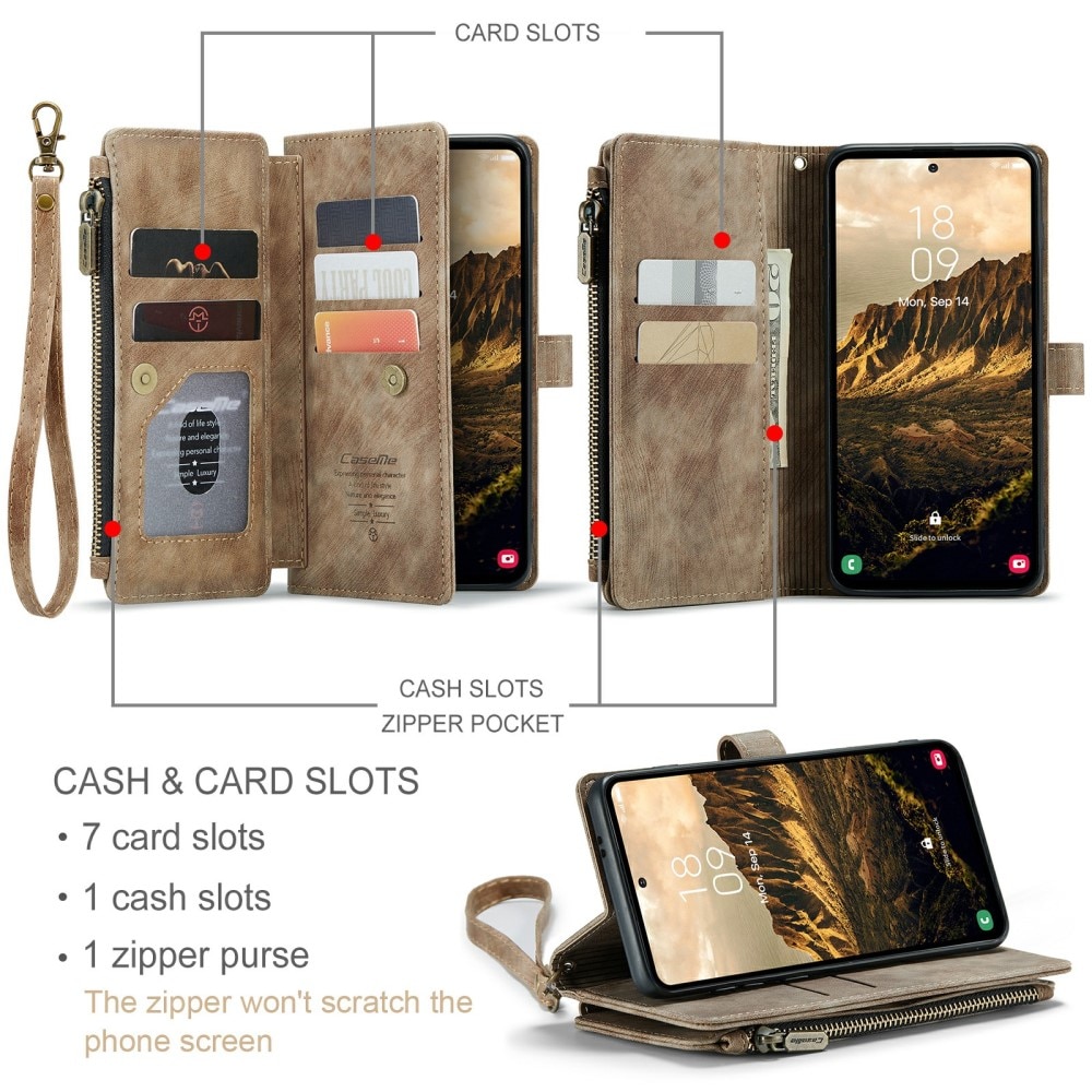 Zipper Plånboksfodral Samsung Galaxy S24 brun