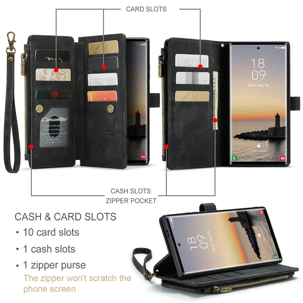 Zipper Plånboksfodral Samsung Galaxy S24 Ultra svart