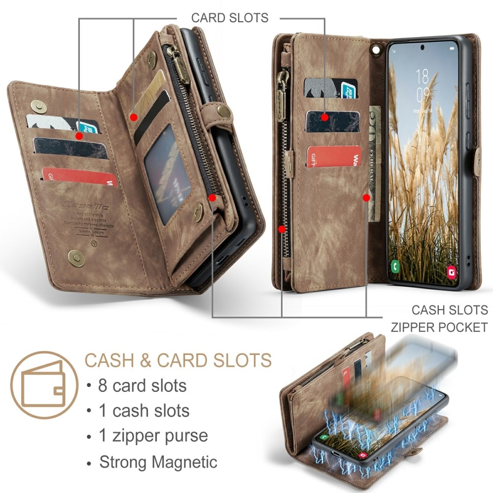 Multi-slot Plånboksfodral Samsung Galaxy S24 brun