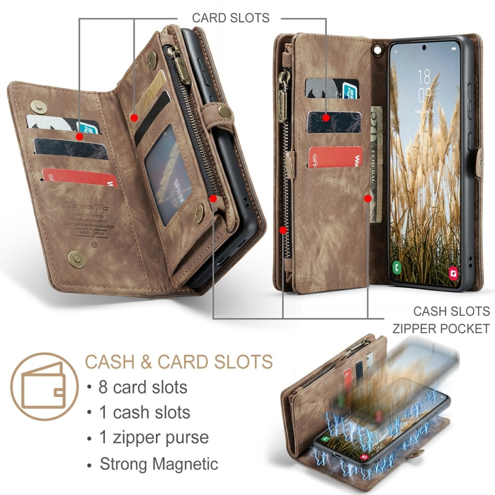 Multi-slot Plånboksfodral Samsung Galaxy S24 Brun