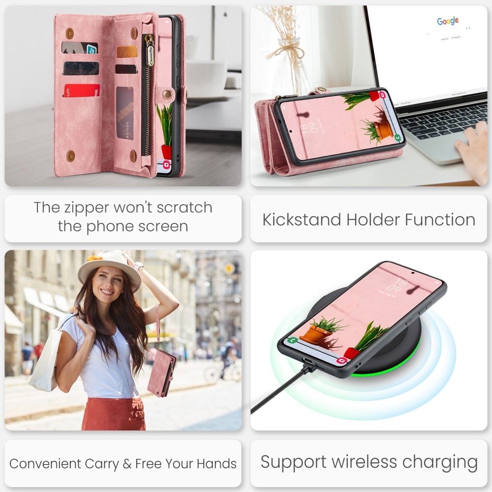 Multi-slot Plånboksfodral Samsung Galaxy S24 rosa
