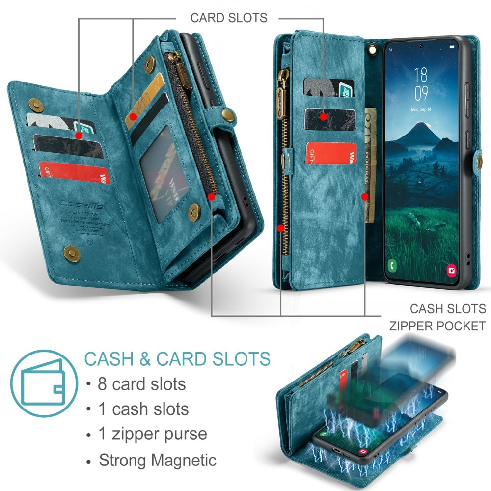 Multi-slot Plånboksfodral Samsung Galaxy S24 blå