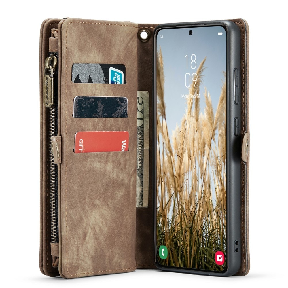 Multi-slot Plånboksfodral Samsung Galaxy S24 Plus Brun