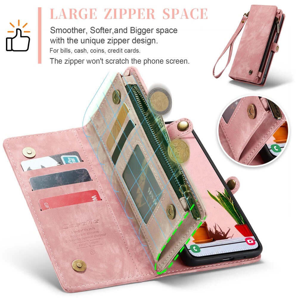 Multi-slot Plånboksfodral Samsung Galaxy S24 Plus Rosa