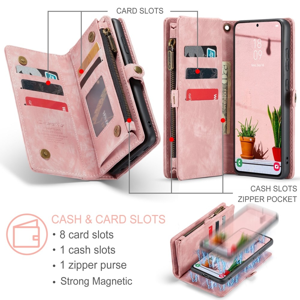Multi-slot Plånboksfodral Samsung Galaxy S24 Plus Rosa