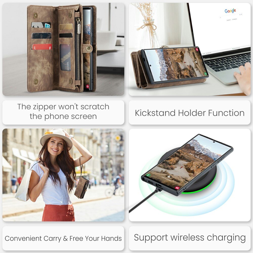 Multi-slot Plånboksfodral Samsung Galaxy S24 Ultra brun
