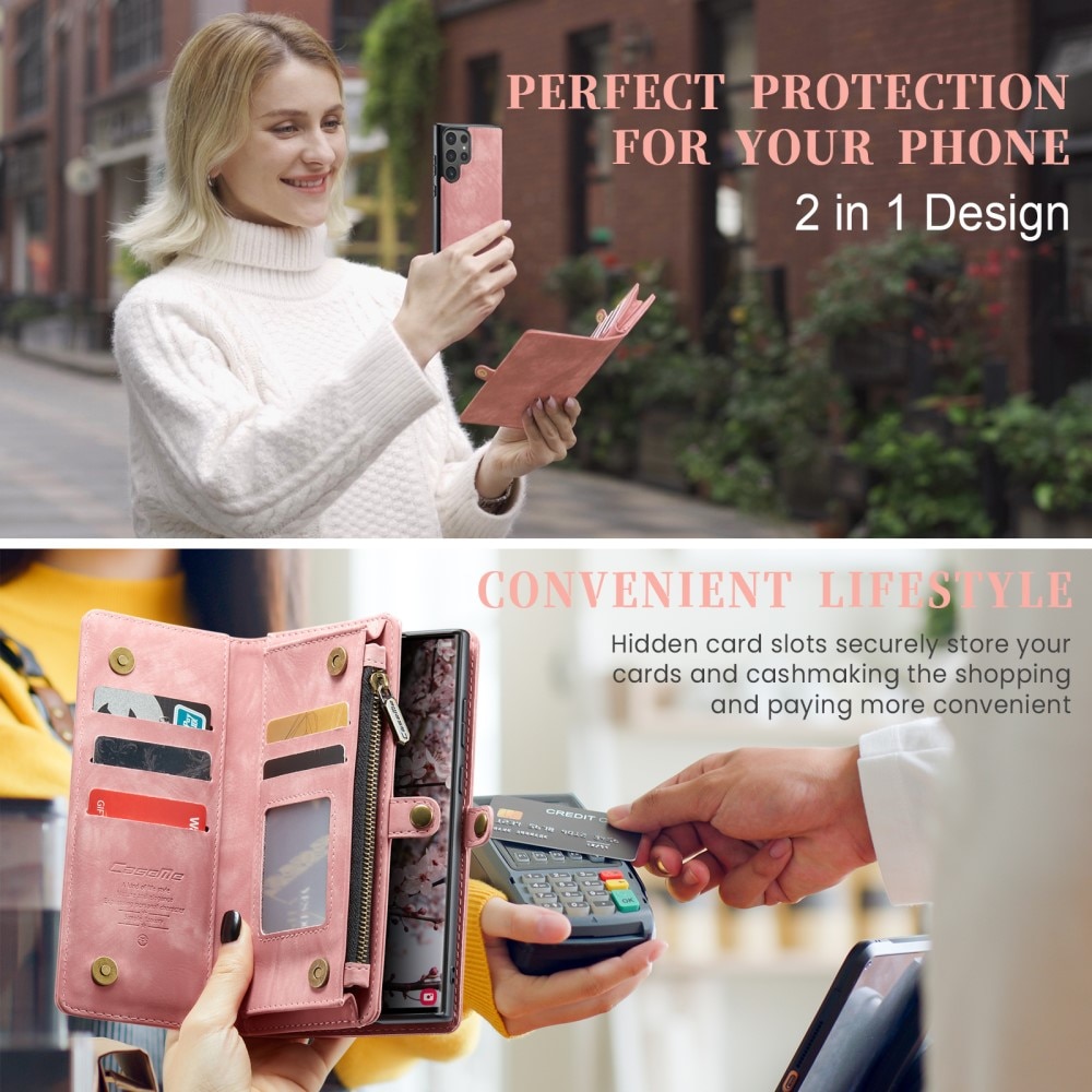 Multi-slot Plånboksfodral Samsung Galaxy S24 Ultra rosa
