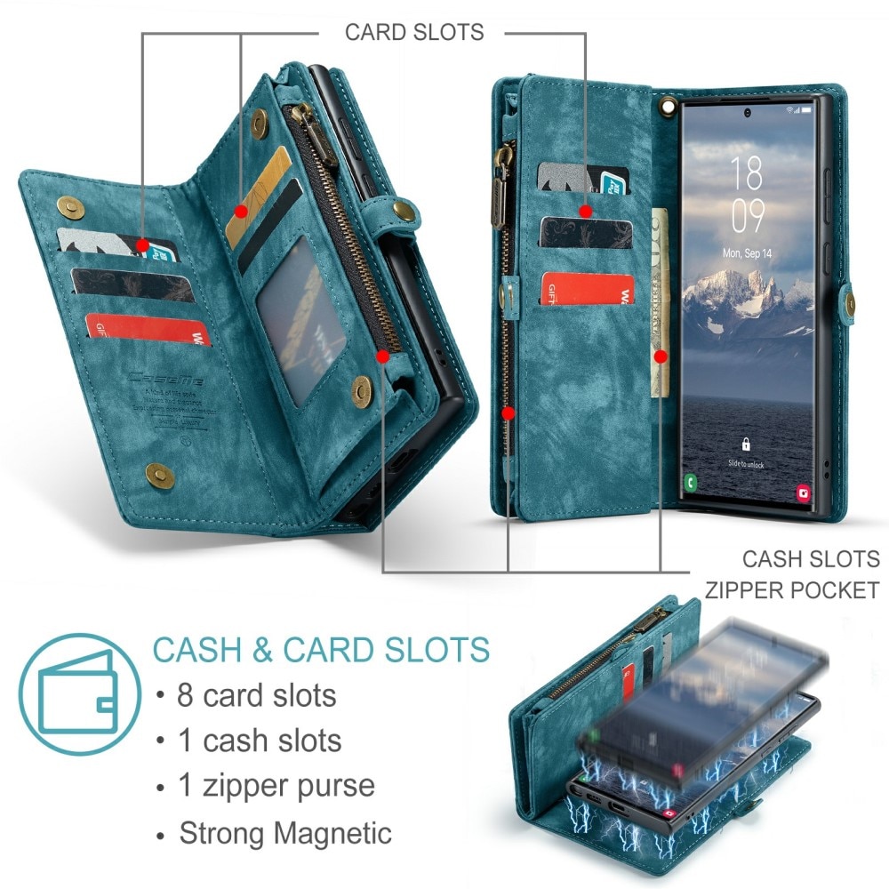 Multi-slot Plånboksfodral Samsung Galaxy S24 Ultra blå