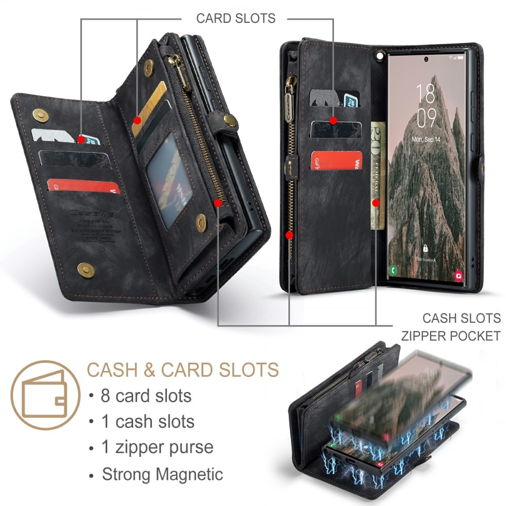 Multi-slot Plånboksfodral Samsung Galaxy S24 Ultra Grå