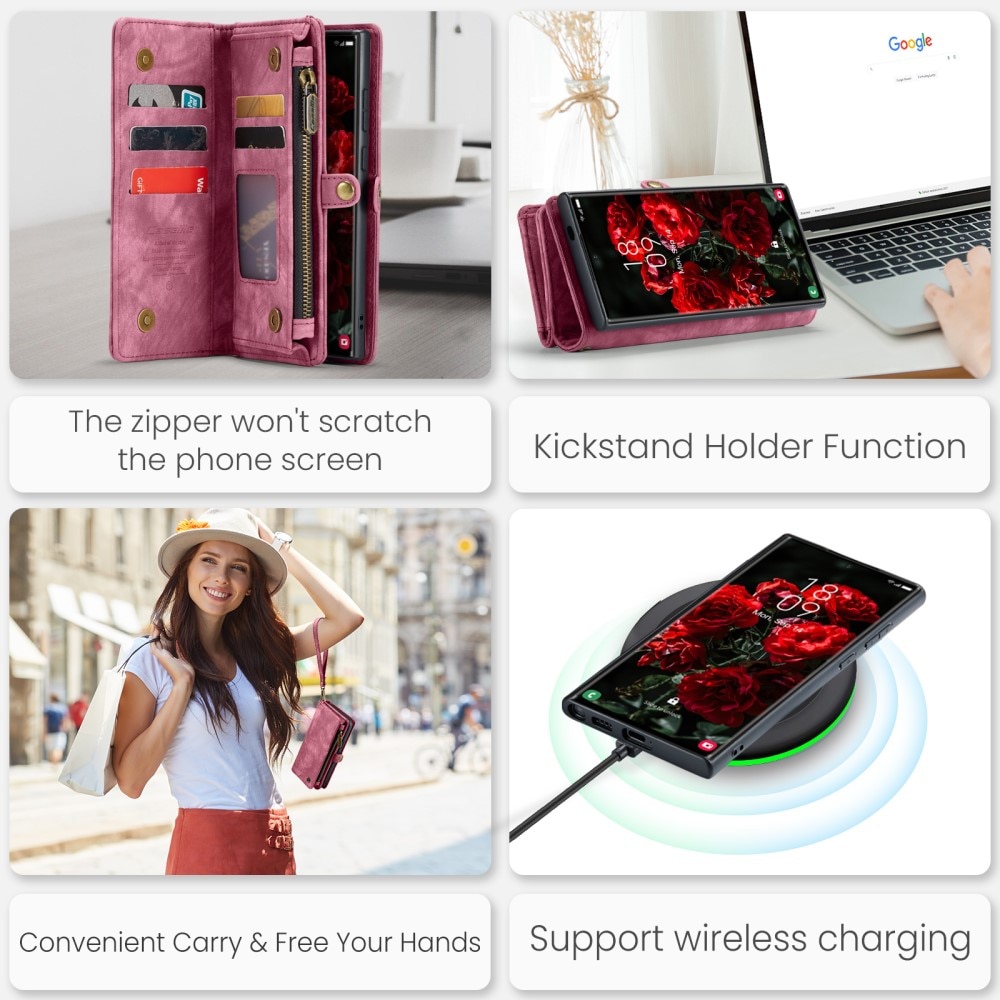 Multi-slot Plånboksfodral Samsung Galaxy S24 Ultra röd