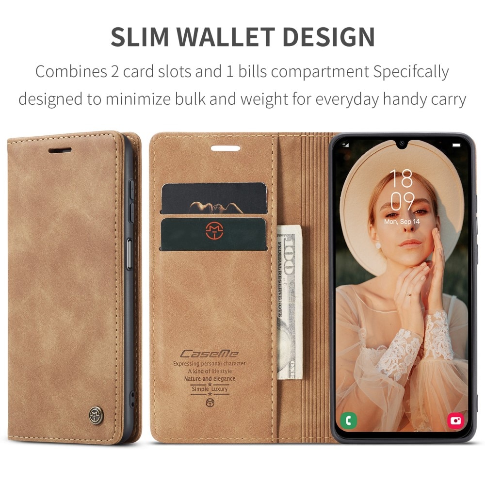 Slim Plånboksfodral Samsung Galaxy A15 cognac