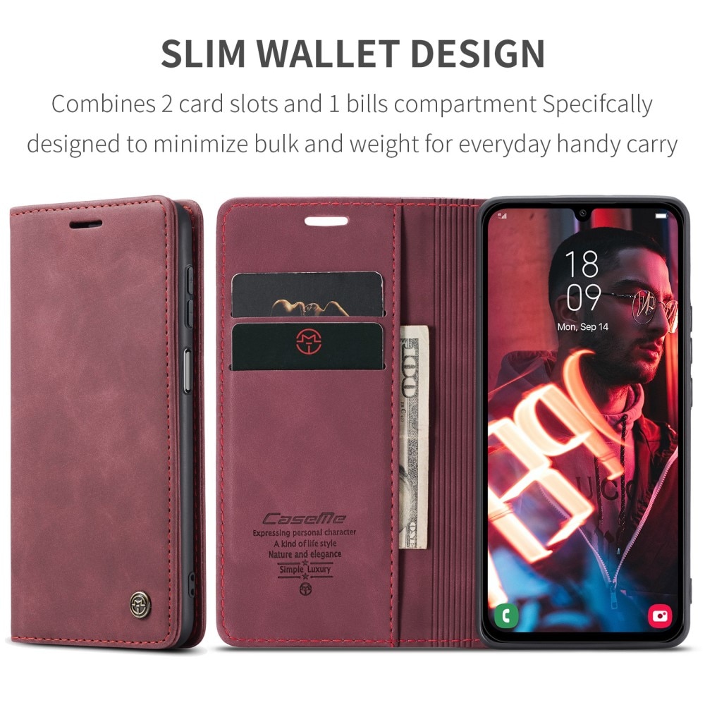 Slim Plånboksfodral Samsung Galaxy A15 röd