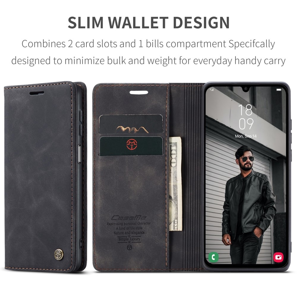 Slim Plånboksfodral Samsung Galaxy A15 svart