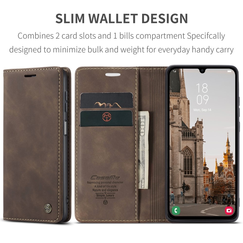 Slim Plånboksfodral Samsung Galaxy A15 brun