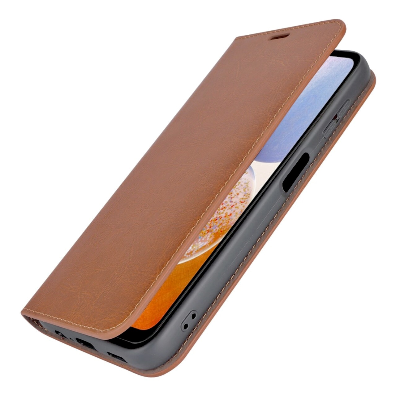 Mobilfodral Äkta Läder Samsung Galaxy A14 brun