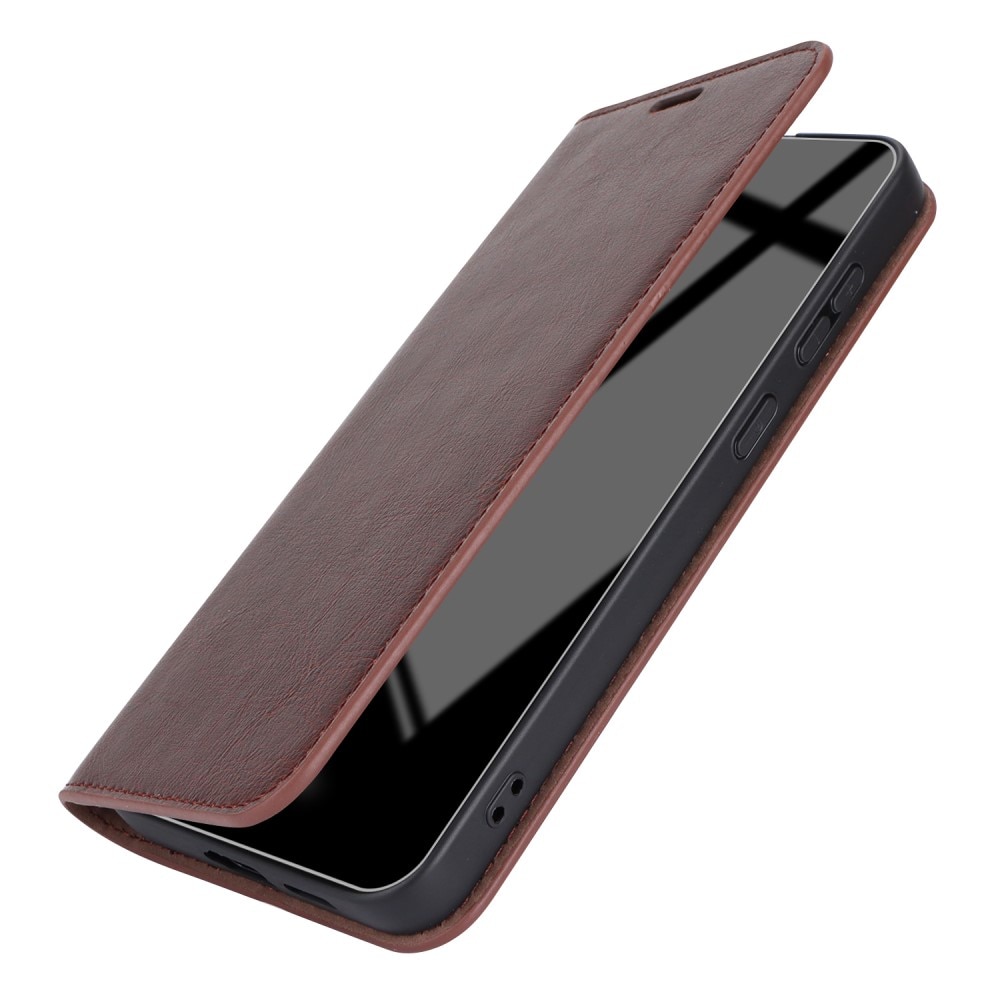 Mobilfodral Äkta Läder Samsung Galaxy S24 mörkbrun