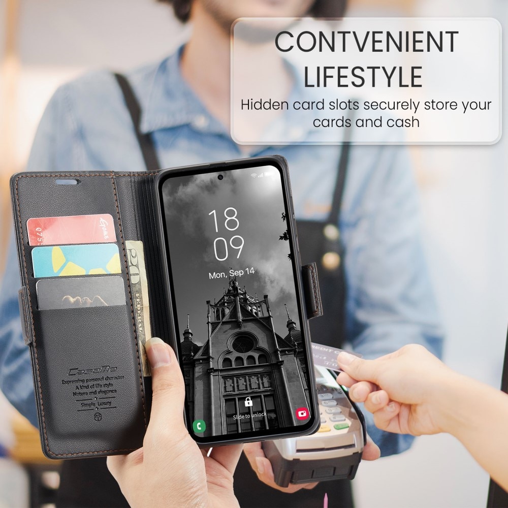 Slim Plånboksfodral RFID-skydd Samsung Galaxy A55 svart