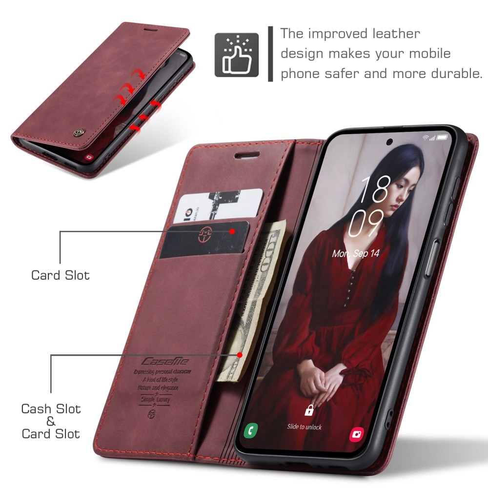 Slim Plånboksfodral Samsung Galaxy A55 röd