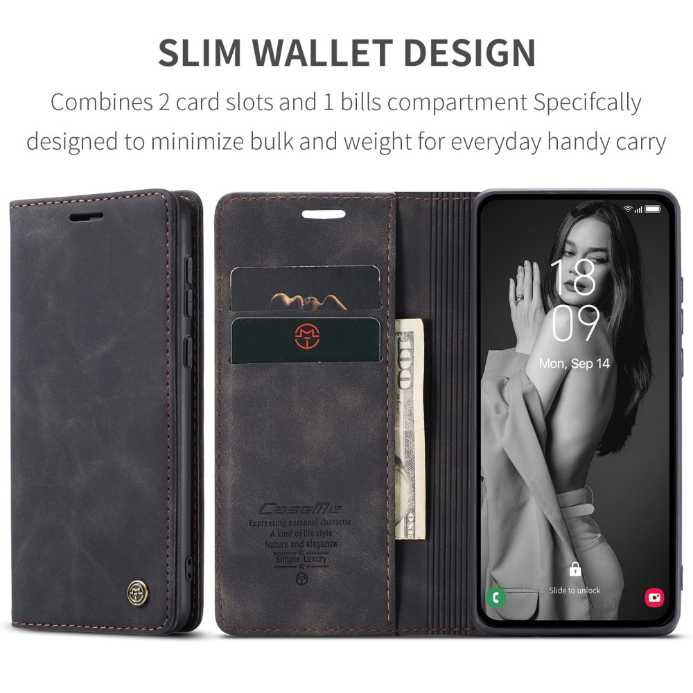 Slim Plånboksfodral Samsung Galaxy A55 svart