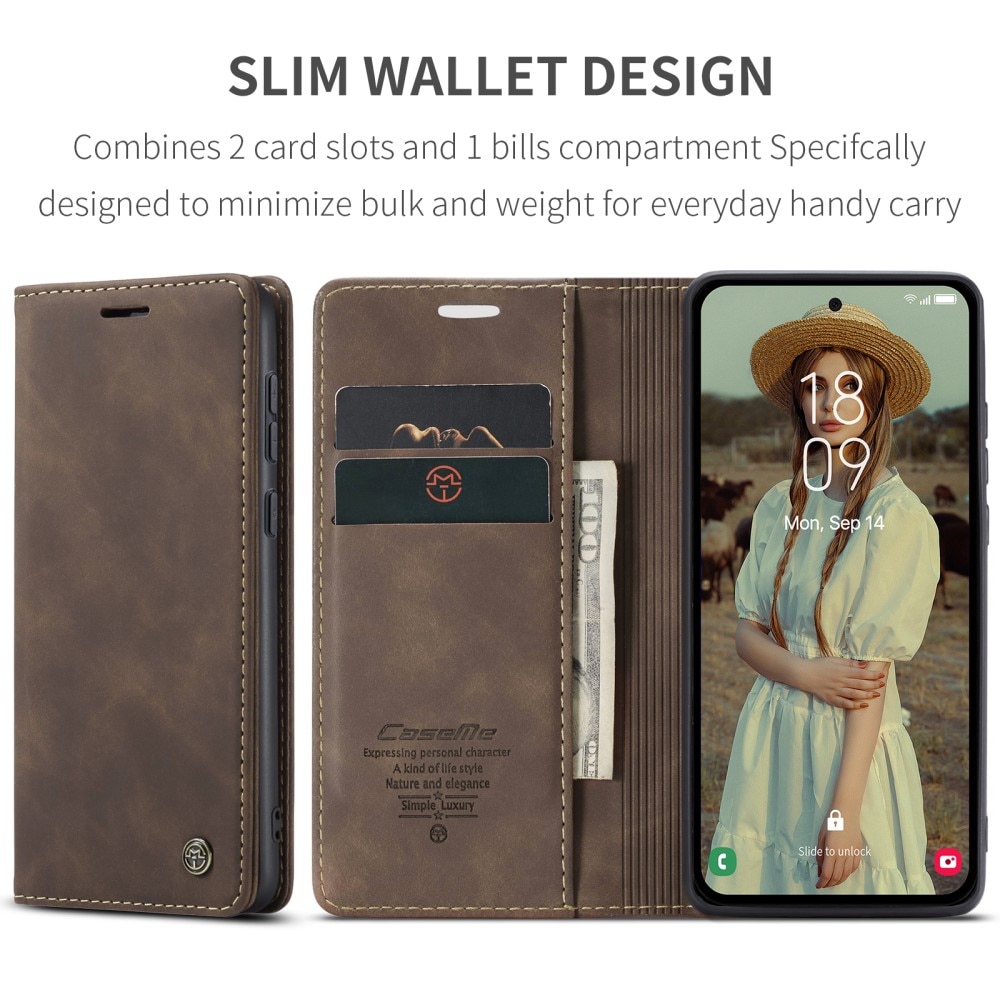 Slim Plånboksfodral Samsung Galaxy A55 brun