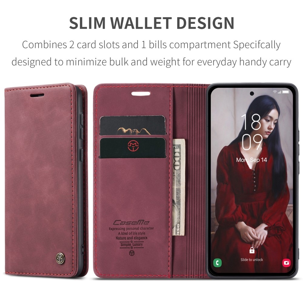 Slim Plånboksfodral Samsung Galaxy A35 röd