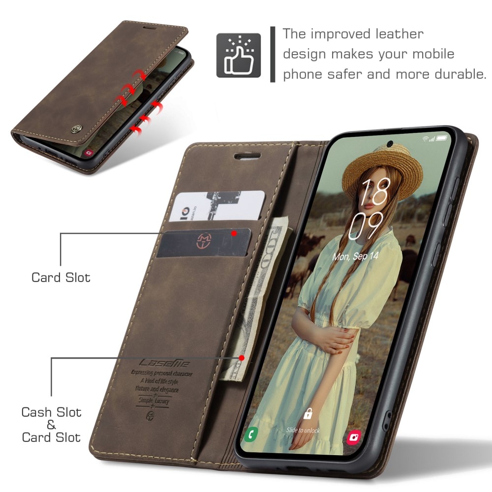 Slim Plånboksfodral Samsung Galaxy A35 Brun