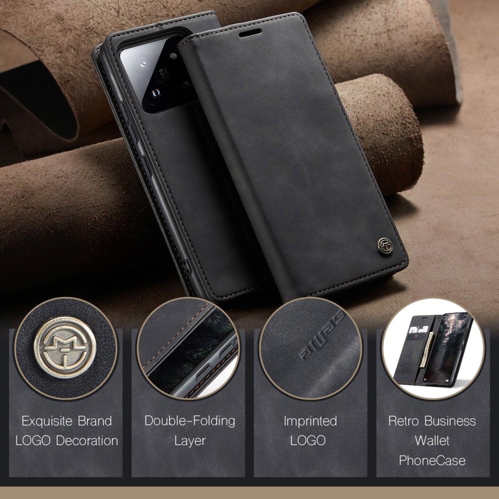 Slim Plånboksfodral Xiaomi 14 Svart