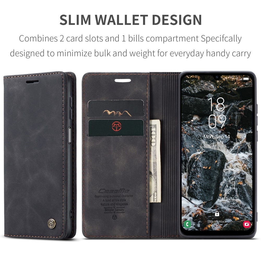 Slim Plånboksfodral Samsung Galaxy A25 svart