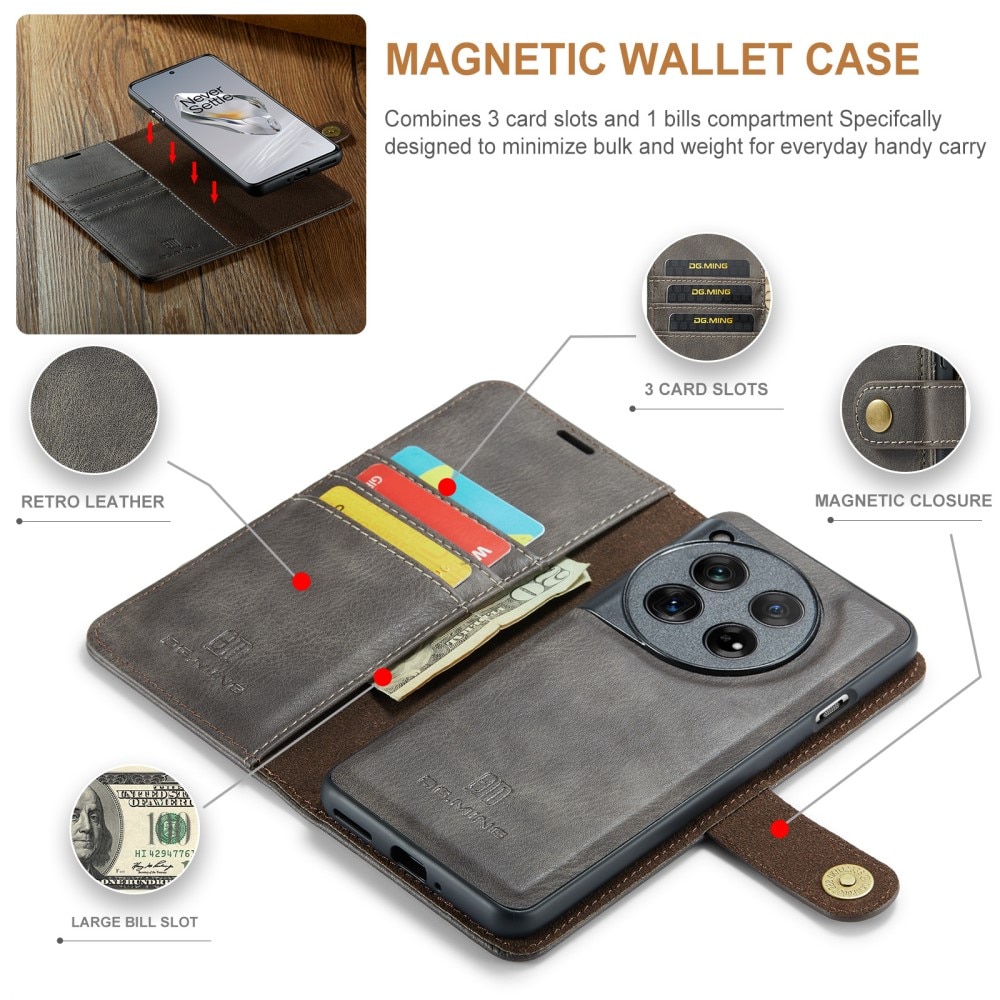 Magnet Wallet OnePlus 12 Brown