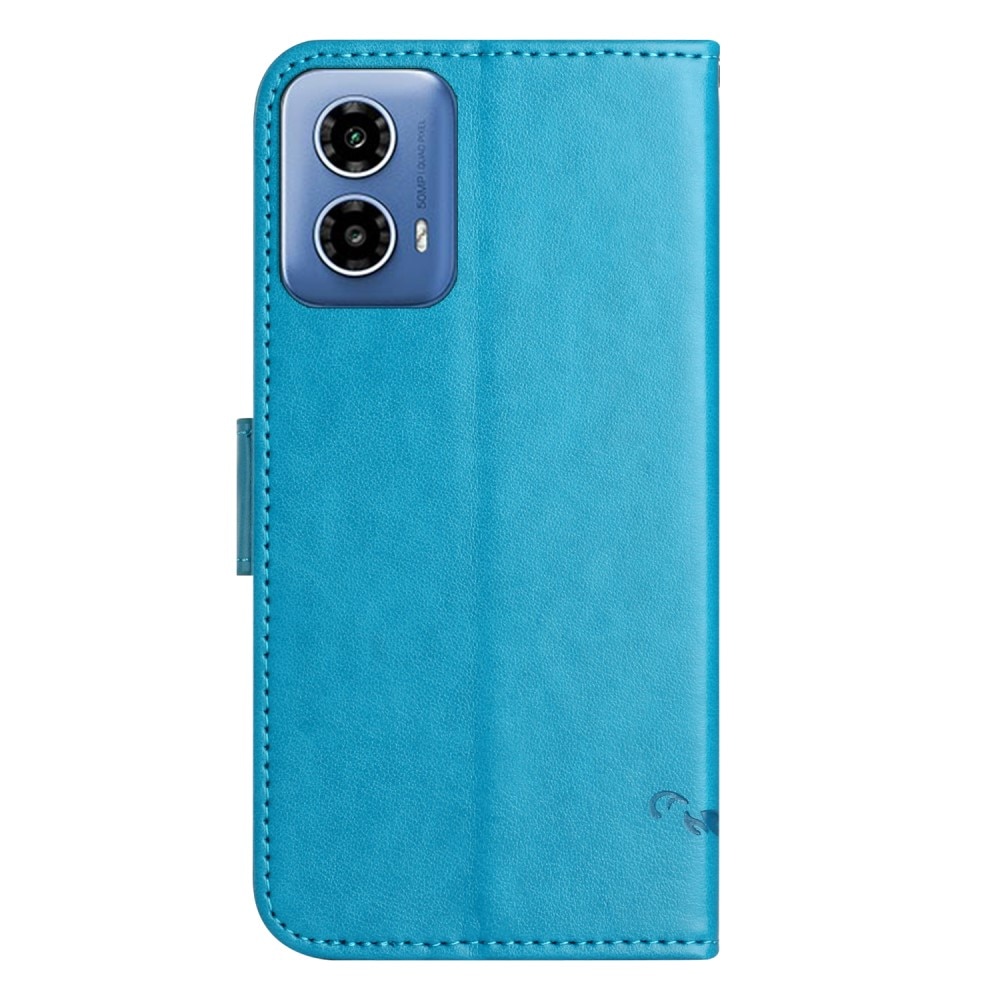 Läderfodral Fjärilar Motorola Moto G04 Blå
