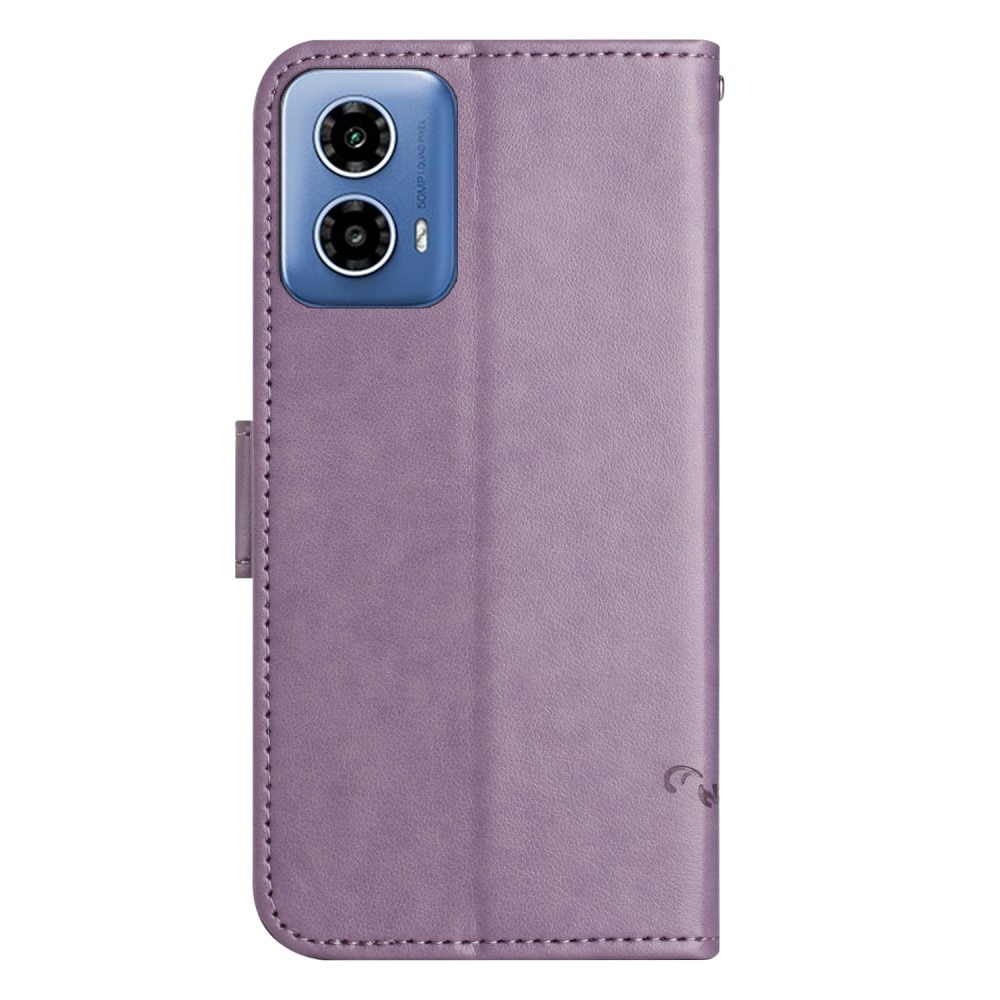 Läderfodral Fjärilar Motorola Moto G24 lila