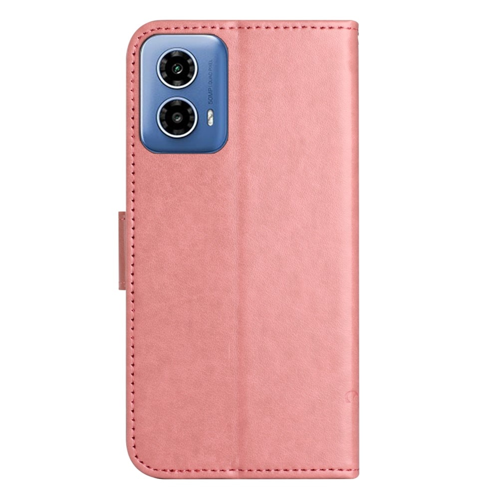 Läderfodral Fjärilar Motorola Moto G24 rosa