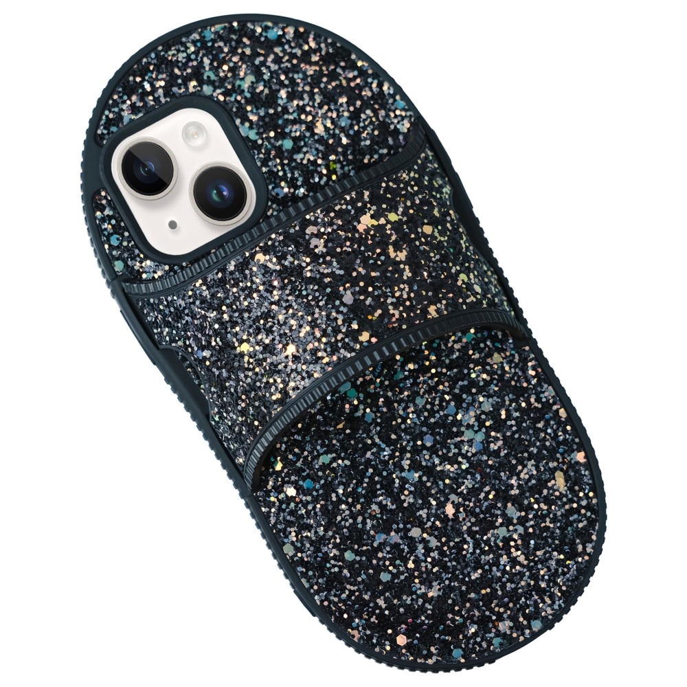 Glitter Toffel Skal iPhone 14 svart