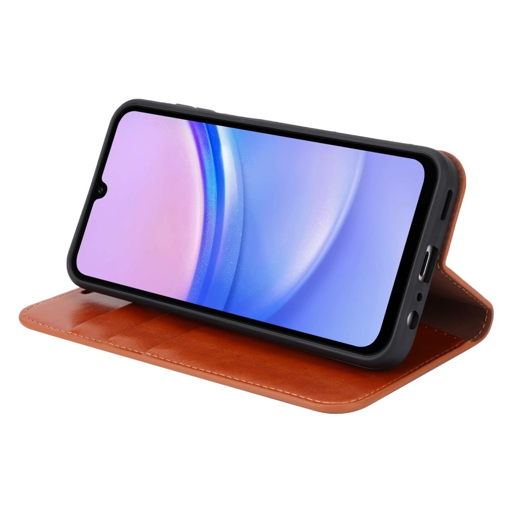 Mobilfodral Äkta Läder Samsung Galaxy A15 Brun