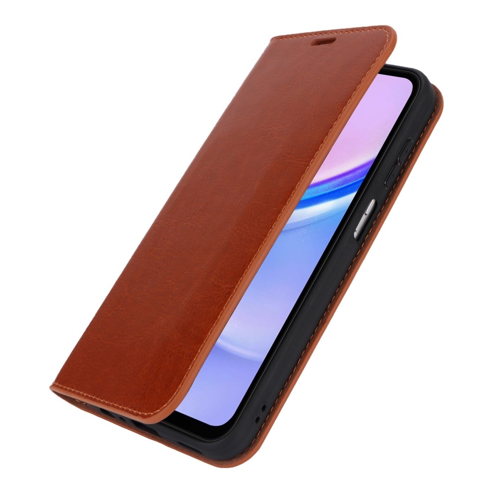 Mobilfodral Äkta Läder Samsung Galaxy A15 brun