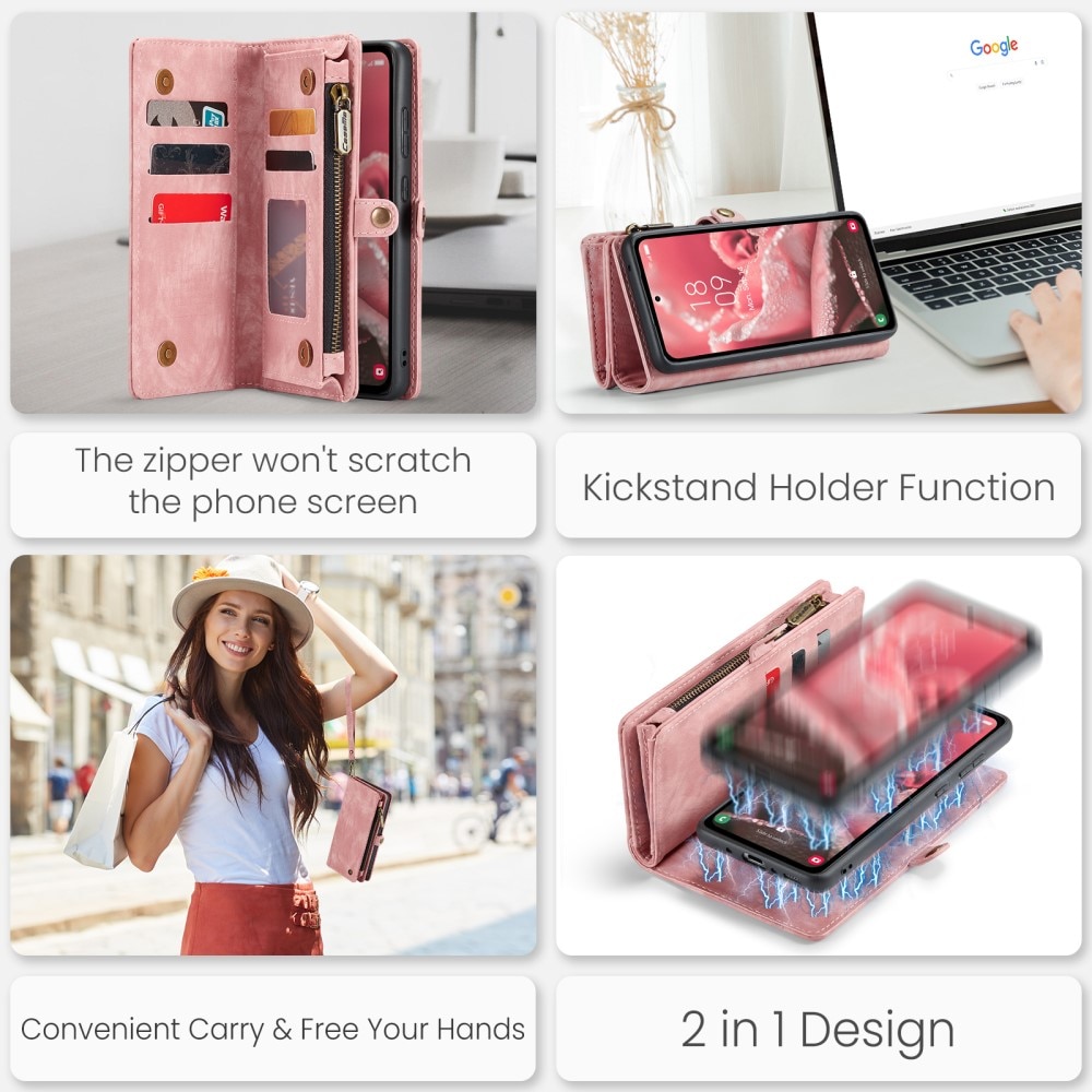 Multi-slot Plånboksfodral Samsung Galaxy A35 rosa