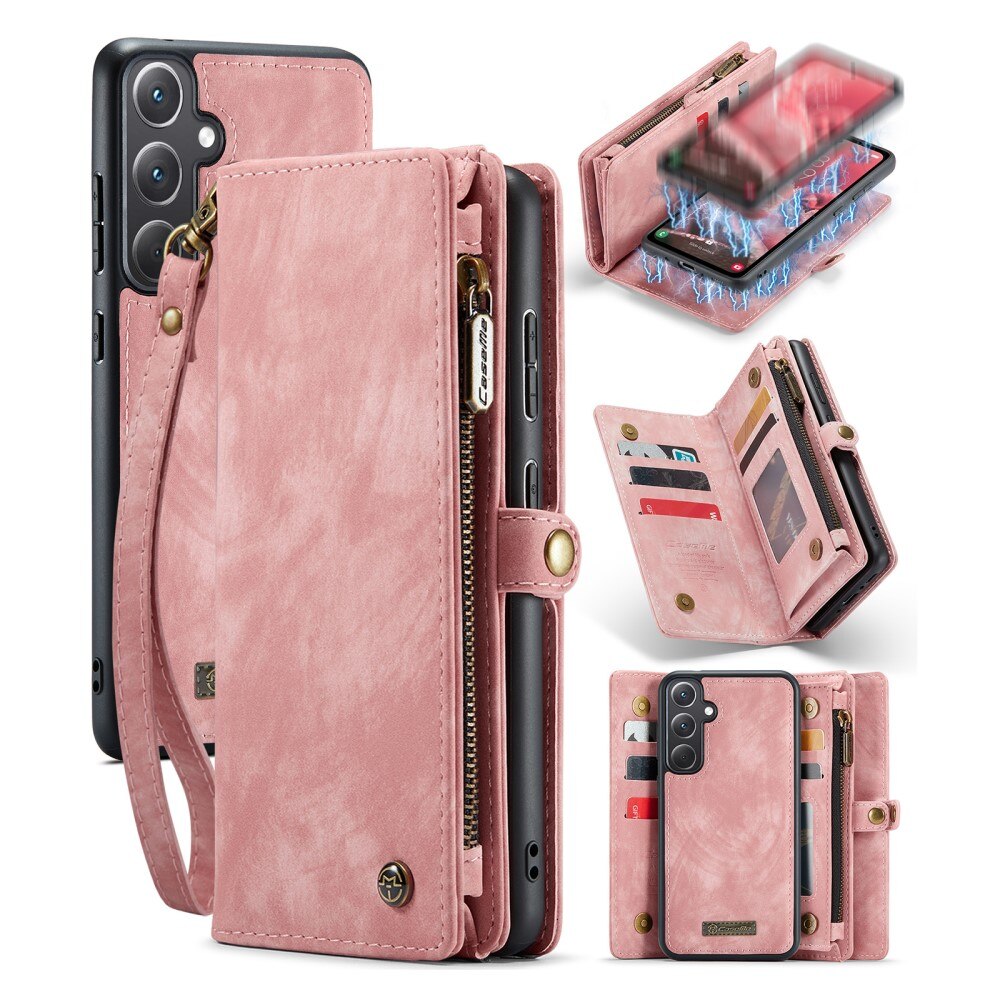 Multi-slot Plånboksfodral Google Pixel 8a rosa