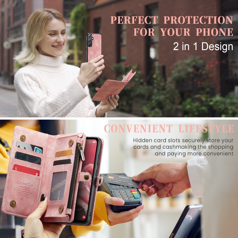 Multi-slot Plånboksfodral Samsung Galaxy A35 rosa