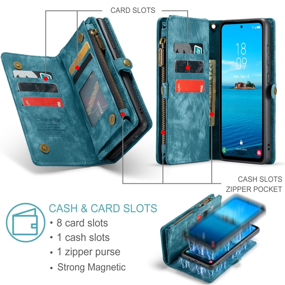 Multi-slot Plånboksfodral Samsung Galaxy A35 blå
