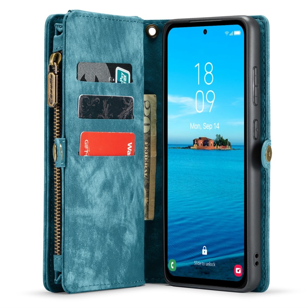 Multi-slot Plånboksfodral Samsung Galaxy A35 blå