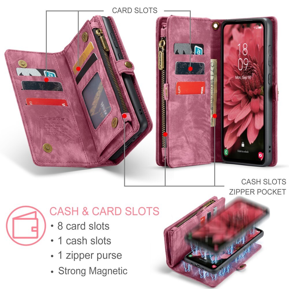 Multi-slot Plånboksfodral Samsung Galaxy A35 Röd