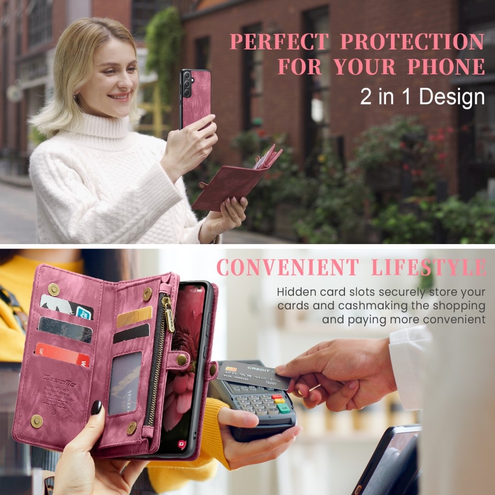 Multi-slot Plånboksfodral Samsung Galaxy A35 röd