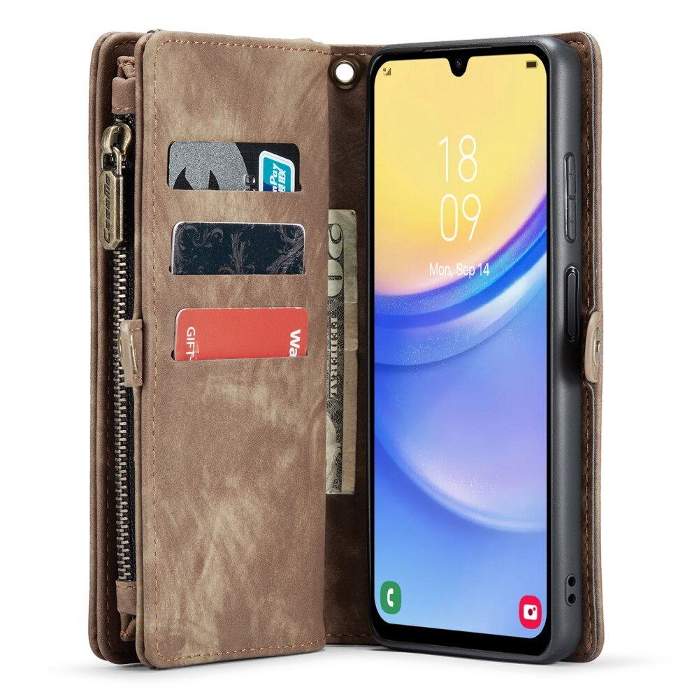 Multi-slot Plånboksfodral Samsung Galaxy A15 brun