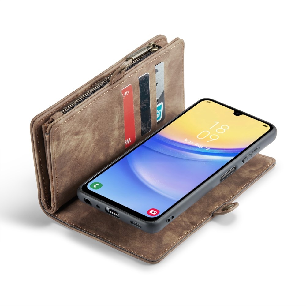 Multi-slot Plånboksfodral Samsung Galaxy A15 brun