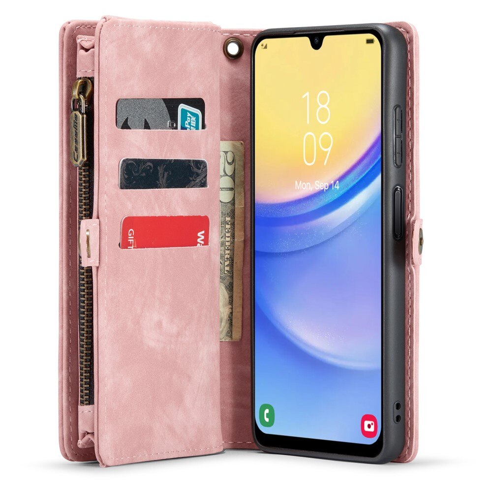 Multi-slot Plånboksfodral Samsung Galaxy A15 rosa